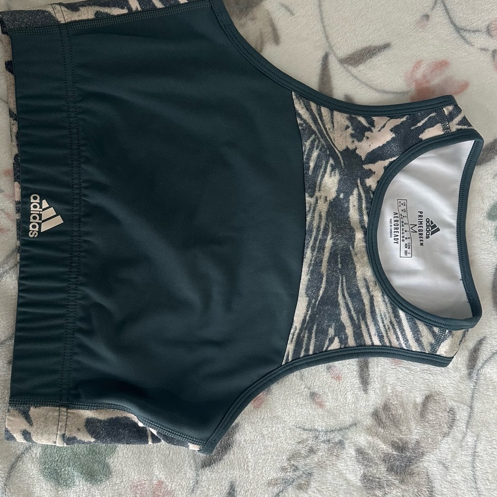 Adidas Green & Cream Sports Bra